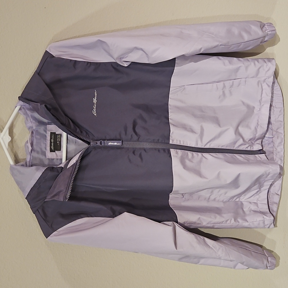 Pre-owned Girls M(10/12)Eddie Bauer Purple Hooded Wind BreakerJacket